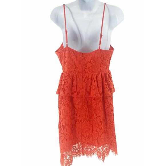 Endless Rose Lace Peplum Dress Size L Orange Sleeveless Whimsical Fairy Garden - Picture 2 of 4